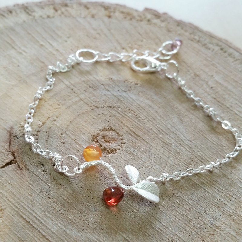 Cut Stone, Silver bracelet agate - Bracelets - Gemstone Orange