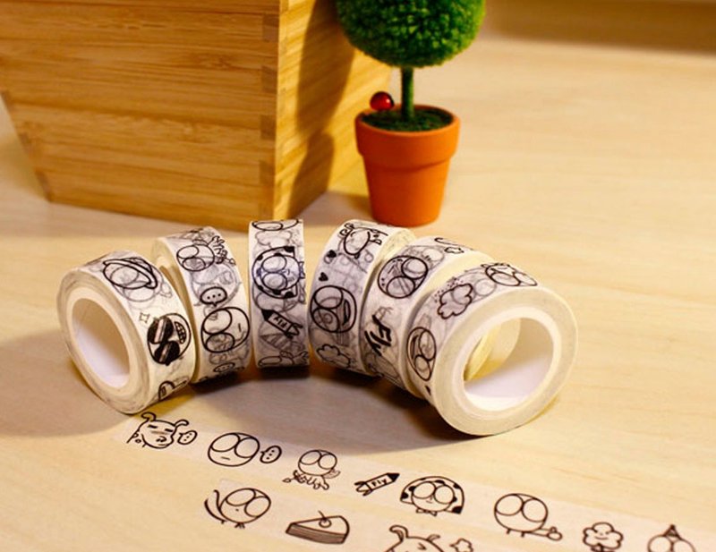 Flies planet bit by bit - paper tape - Washi Tape - Paper Black