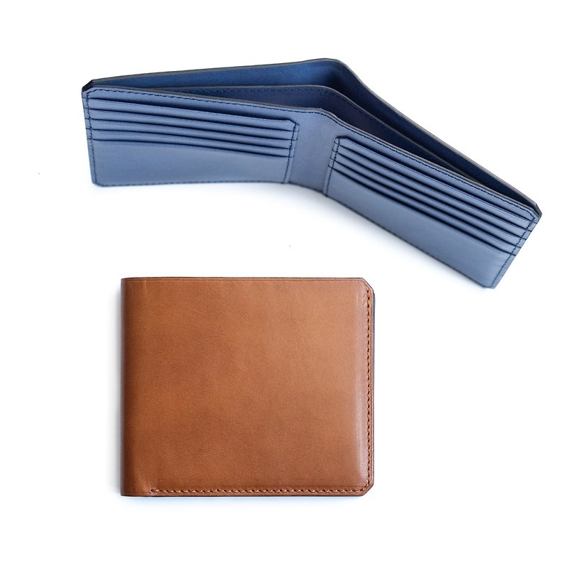 10 card folding short clip can be pressed for optional color matching - Wallets - Genuine Leather Multicolor