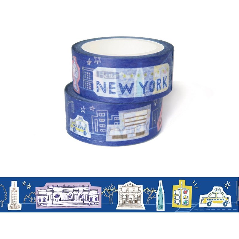 Washi Tape: Flying Tour City Series Hip Card Tour New York, USA - มาสกิ้งเทป - กระดาษ สีน้ำเงิน