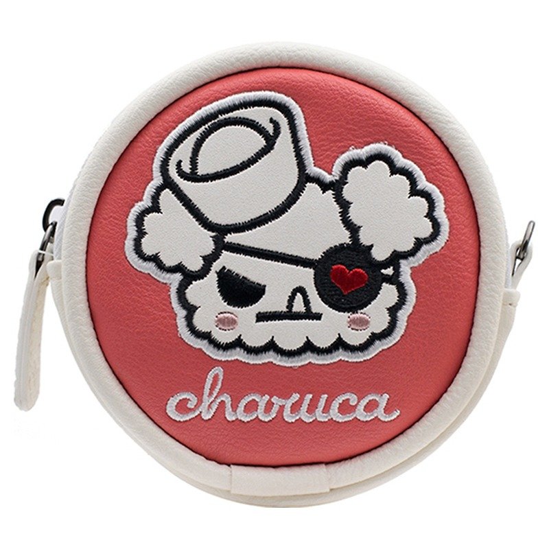 Poodle coin purse round coin purse Charuca Vargas design birthday gift - กระเป๋าใส่เหรียญ - หนังเทียม สึชมพู