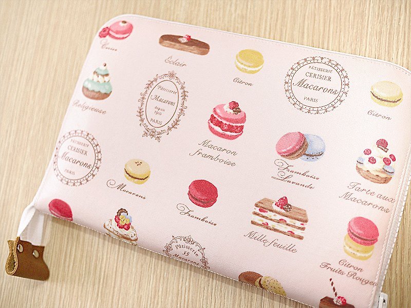 Pink Sweetheart Macarons afternoon tea. Baby Book / Manual mom / cloth slipcase / Universal Storage bag - Diaper Bags - Other Materials Pink
