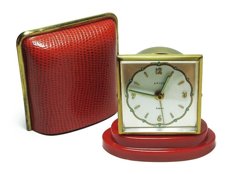 1960年 德國早期旅行用鬧鐘 - 時鐘/鬧鐘 - 其他材質 紅色