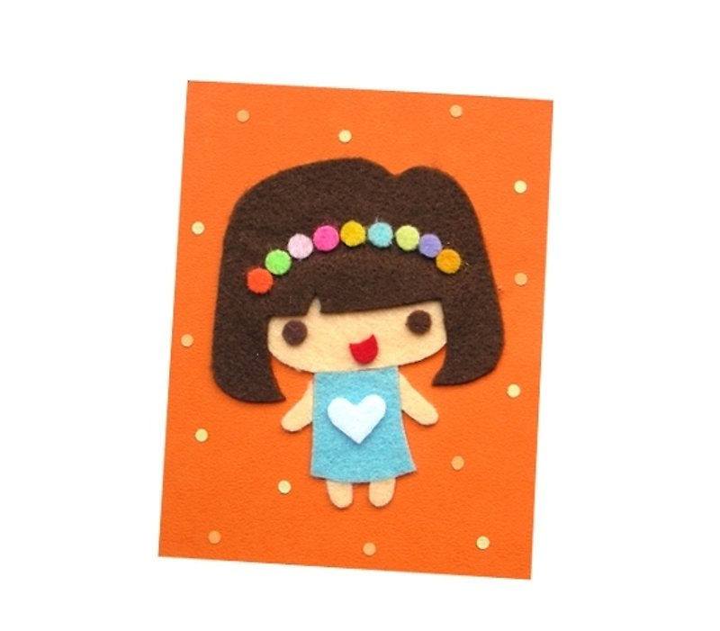 Handmade Card Universal Card _ Character Doll A ... Birthday Card, Valentine Card, Thank You Card - การ์ด/โปสการ์ด - กระดาษ สีส้ม