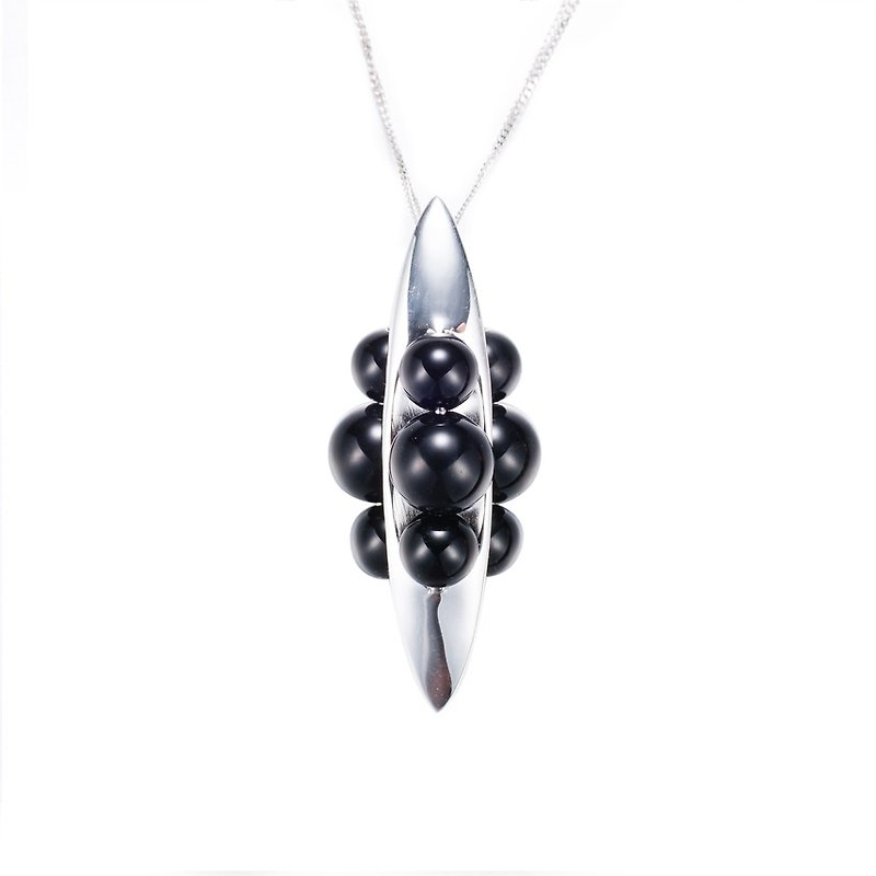 Black Onyx Necklace, Onyx Black Stone Jewelry, Black Soul Gem, Jet Stone Pendant - Collar Necklaces - Sterling Silver Black