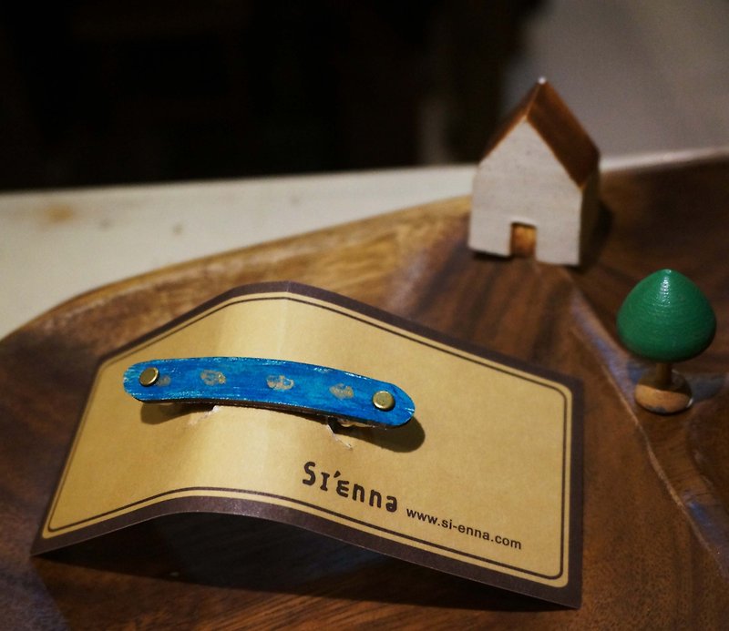 Sienna leather hairpin - เครื่องประดับผม - หนังแท้ สีน้ำเงิน