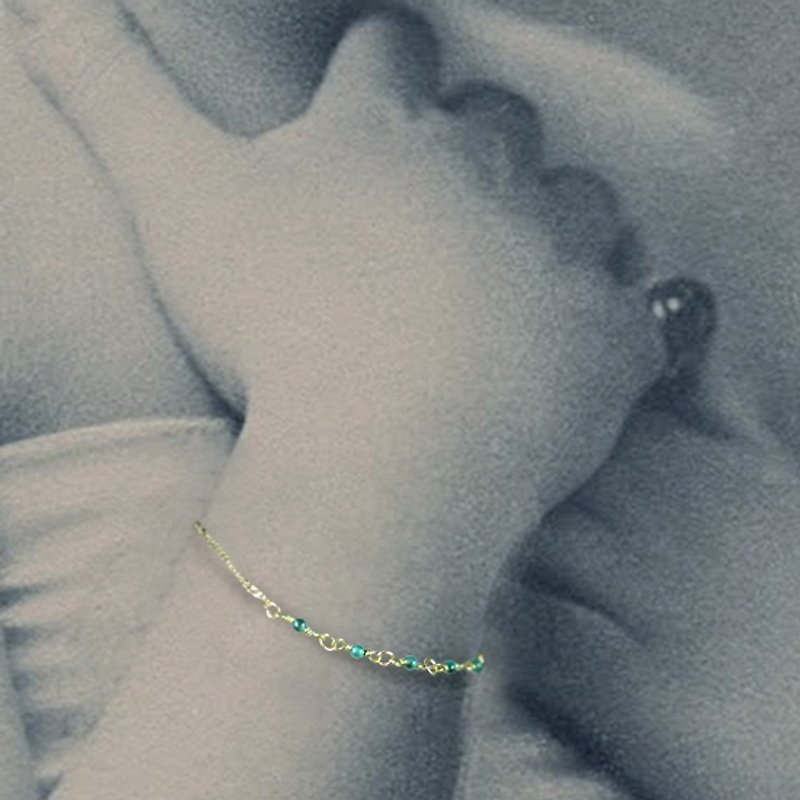 Monk - DF green Stone fine chain bracelet rosary - Bracelets - Gemstone Green