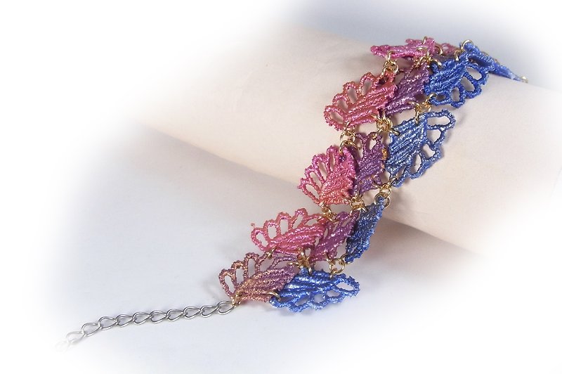 Purple drunk gold fan water bud silk bracelet - Bracelets - Thread Blue