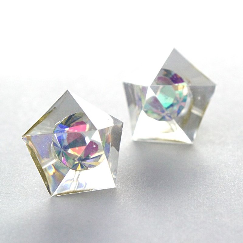 Pentagon earrings (Bijou Aurora) - Earrings & Clip-ons - Other Materials Multicolor