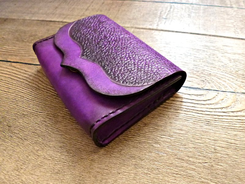 POPO│ANNSU purple ornate style ││ card. Credit card. Storage bag │ genuine leather - Card Holders & Cases - Genuine Leather Purple