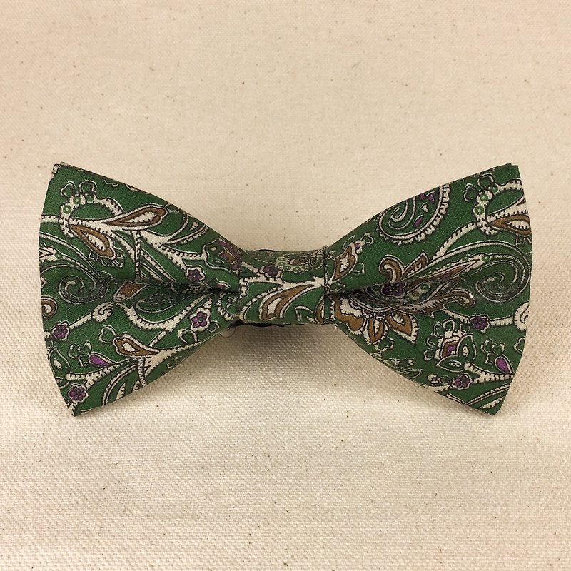 Mr. Tie Hand Made Bow Tie No. 154 - เนคไท/ที่หนีบเนคไท - ผ้าฝ้าย/ผ้าลินิน สีเขียว