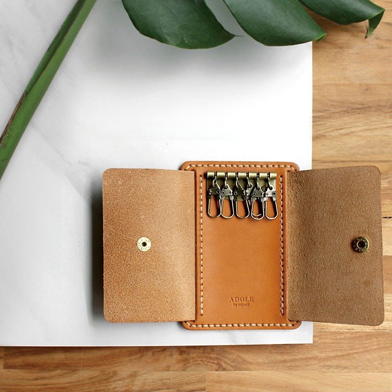[Customized Gift] Leather Handmade Diy Set - Key Case/Brown (Free Custom Lettering) - เครื่องหนัง - หนังแท้ 