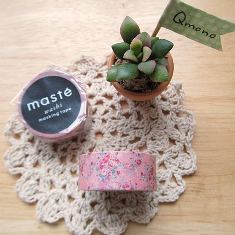 maste Masking Tape 和紙膠帶 Multi系列【小碎花-粉紅(MST-MKT18-PK)】 - Washi Tape - Other Materials Pink