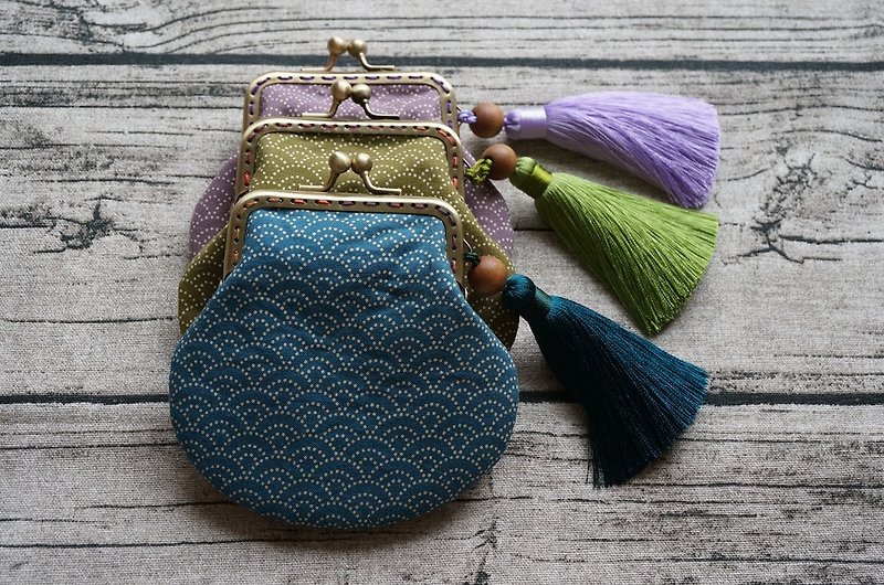 [Hyperion] blue fringed mouth gold package tri-color into small objects and wind - Coin Purses - Other Materials Multicolor