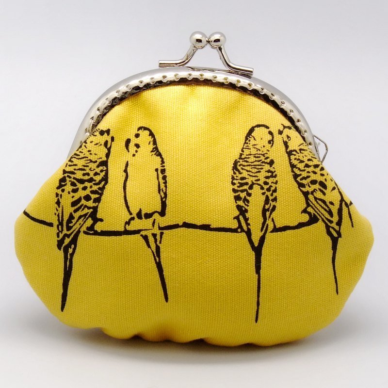 電線上的小鳥口金包，零錢包(S-230) - Coin Purses - Other Materials Yellow