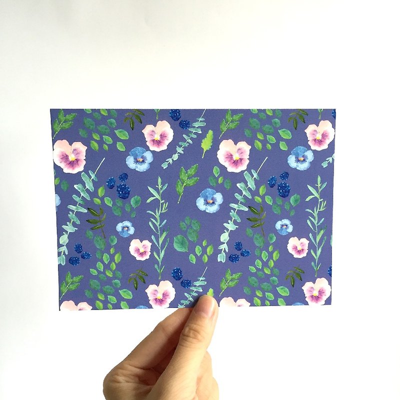 Hibiscus and Eucalyptus postcard - การ์ด/โปสการ์ด - กระดาษ สีน้ำเงิน
