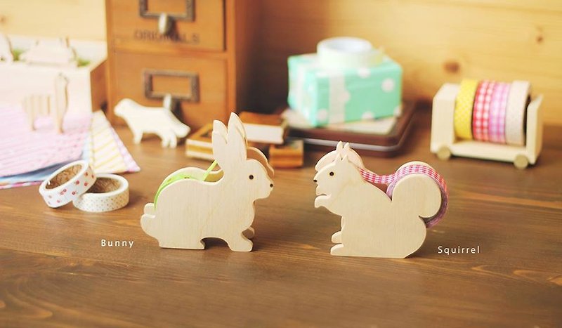 Squirrels Rabbit Tape Dispenser tape station - Other - Other Materials Khaki