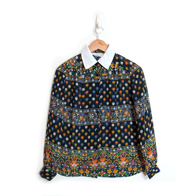 [Eggs] luxuriant plant vintage vintage shirt printing Baise - Women's Shirts - Other Materials Multicolor