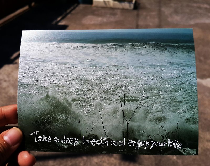 Take a deep breath and enjoy your life (sea view) postcard - Cards & Postcards - Paper 