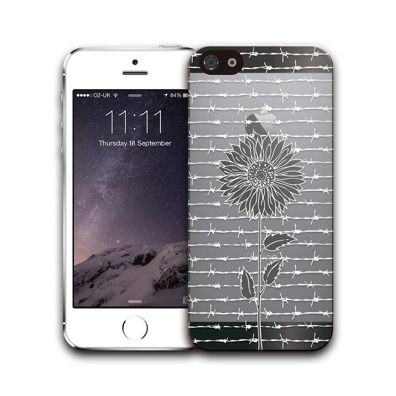PIXOSTYLE iPhone 5/5S 太陽花保護殼 - 黑色太陽花 PS-306 - 手機殼/手機套 - 塑膠 白色