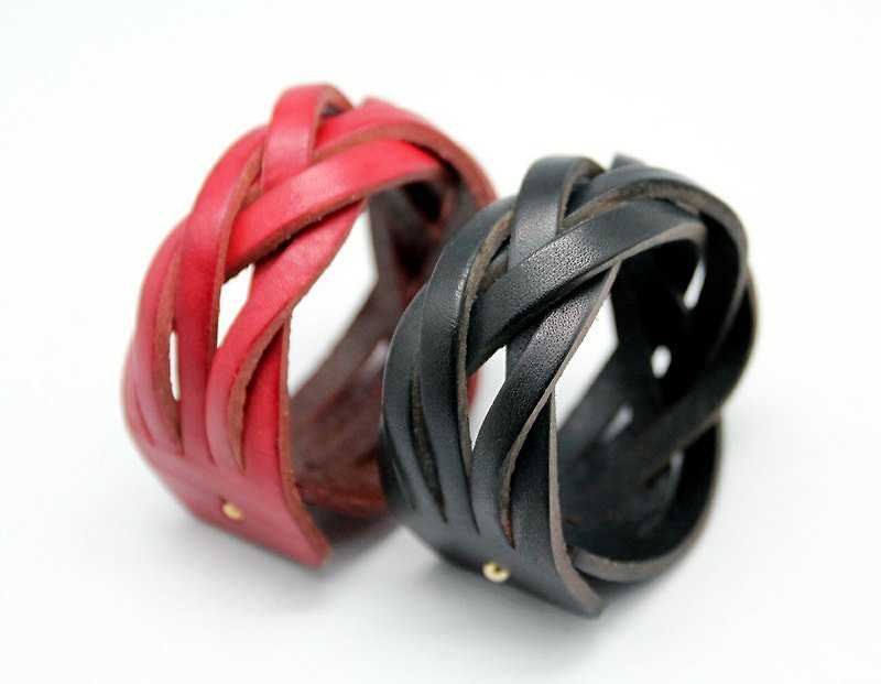Limited color - woven leather bracelet / 3.6cm five-strand - Bracelets - Genuine Leather 