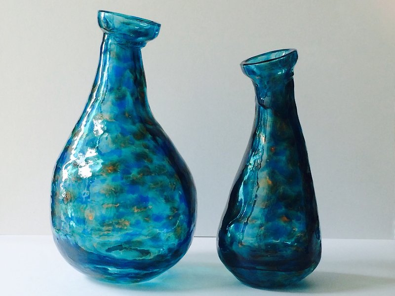 Ocean│Sea Blue Handmade Art Glass Vase • Nautical Gift Sea Lover Gifts - Other - Glass Blue