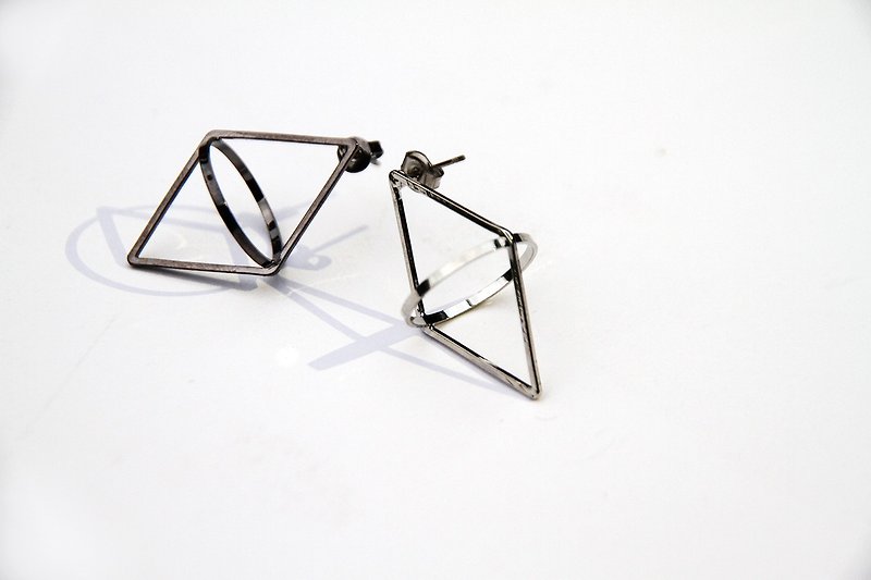 Rhombus 3D Earring(Each one) - Earrings & Clip-ons - Other Metals 