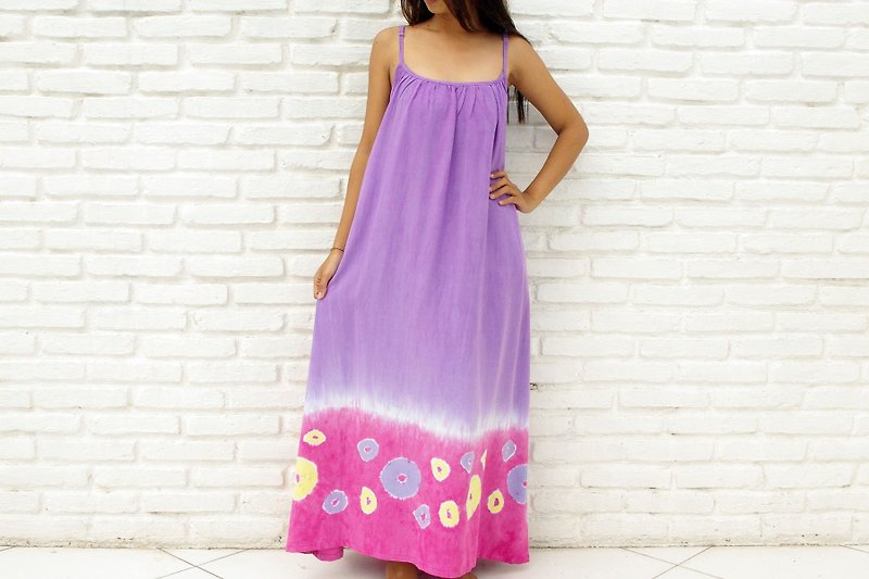 Tie Dye Long Dress <Pink Purple> - One Piece Dresses - Other Materials Purple
