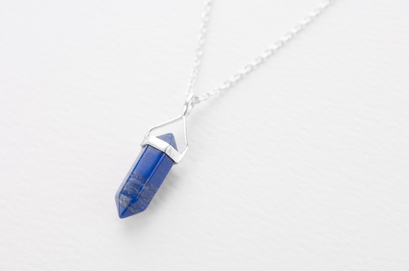 ▲ Nine month birthstone - Lapis bicuspid Silver long necklace Lapis Lazuli APICAL su ra ra ri zu ▲ - Necklaces - Gemstone Blue