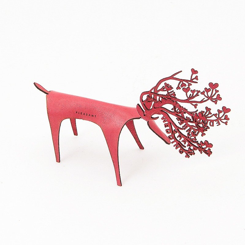 PLEASANT | Deer Card Wedding - Items for Display - Genuine Leather Red