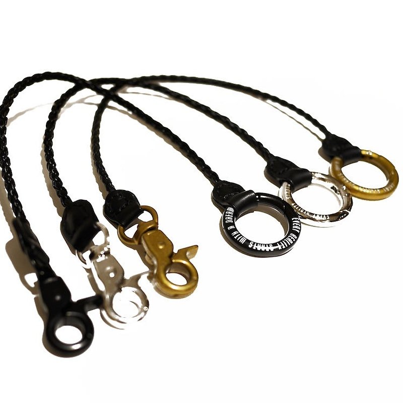 鑰匙圈-咖啡色牛皮編織繩 - 鑰匙圈/鑰匙包 - 真皮 黑色