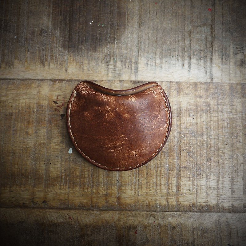 Hai card HIKER / Hand Italian vegetable tanned leather was _ _ small round leather purse - กระเป๋าใส่เหรียญ - หนังแท้ สีนำ้ตาล
