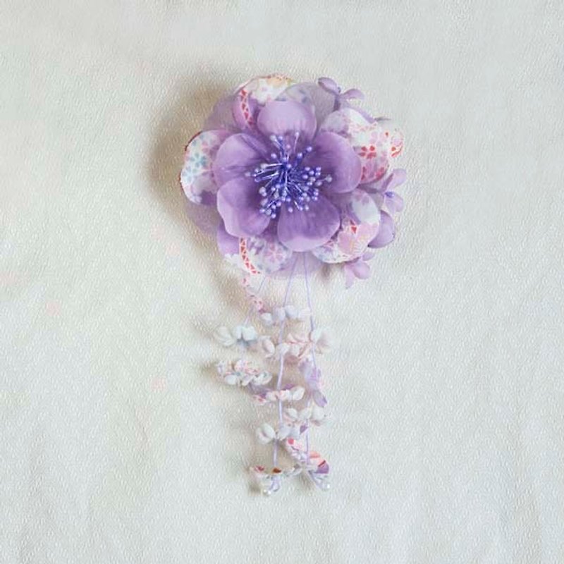 【MITHX】Sakura color, summer feast, small side clip brooch, styling hair accessory-purple - เครื่องประดับผม - วัสดุอื่นๆ สีม่วง