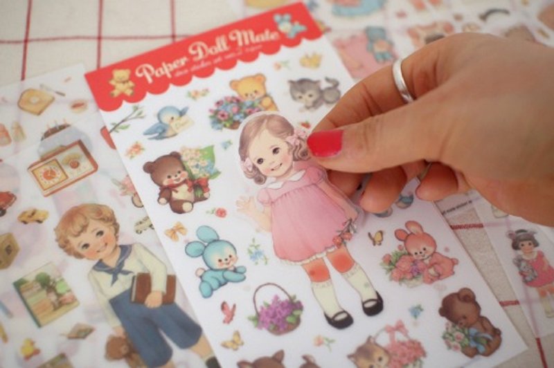 韓國【Afrocat】paper doll mate sticker 2  Julie（透明底）手帳 貼紙6張 生活 心情 進口 - 貼紙 - 紙 多色