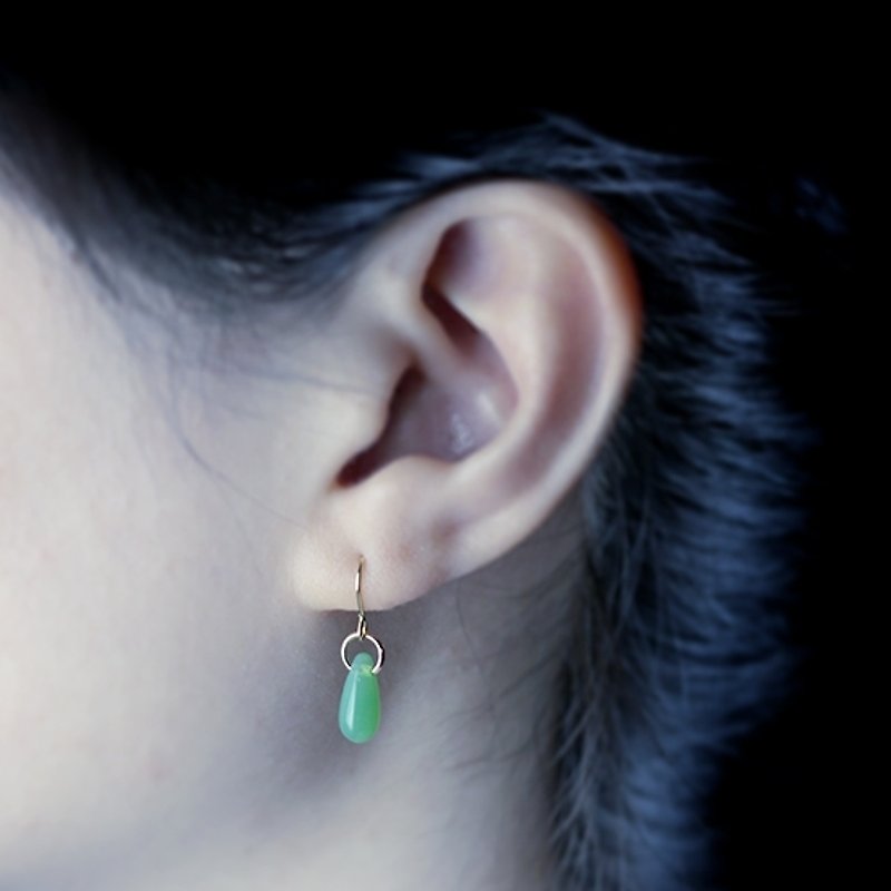 The Happy Prince - Elf wings fresh green protein antique Bronze teardrop glass beads ear - Earrings & Clip-ons - Glass Green
