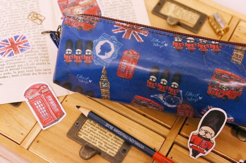 Pack your pencil case well-England and France - กล่องดินสอ/ถุงดินสอ - วัสดุกันนำ้ สีน้ำเงิน