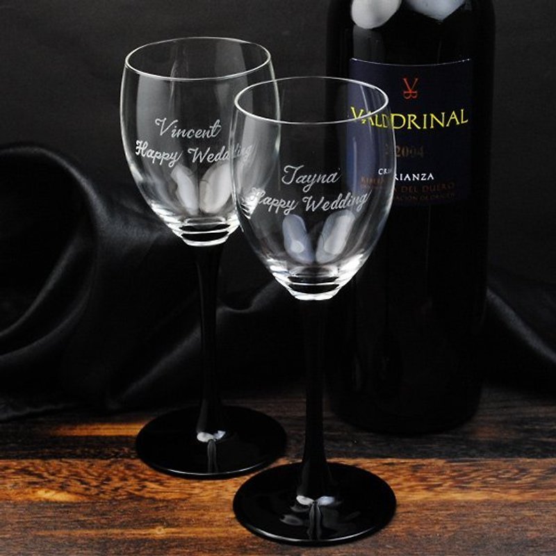 メモリアルカップ上の赤ワイン（1組価格）190cc【黒]ファッションの結婚式のテーマの結婚式のガラス - フランス黒い白鳥背​​の高いワイングラス結婚式の贈り物 - ワイングラス・酒器 - ガラス ブラック