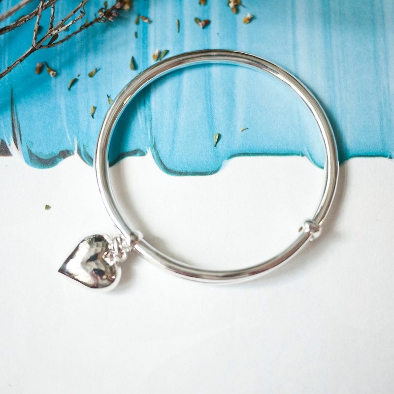 MUFFëL 925 Silver Sterling Silver Key / Heart Round Bracelet - สร้อยข้อมือ - เงินแท้ สีเทา