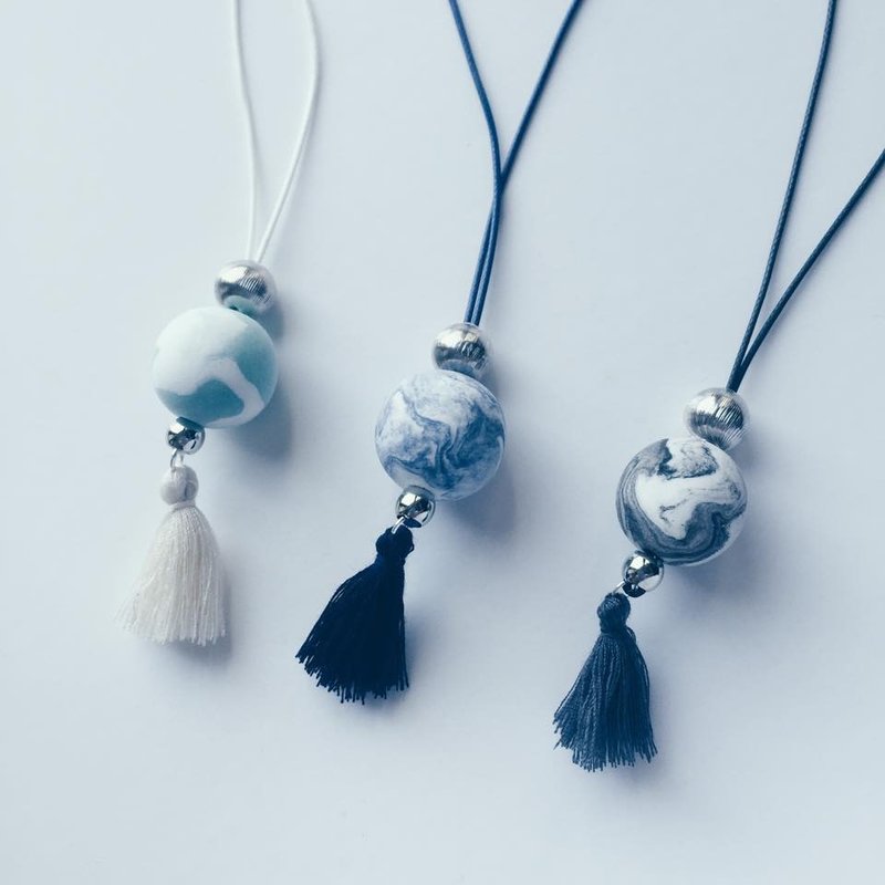 四色流蘇輕黏土長頸鍊●Ink Style Necklace - 項鍊 - 黏土 多色