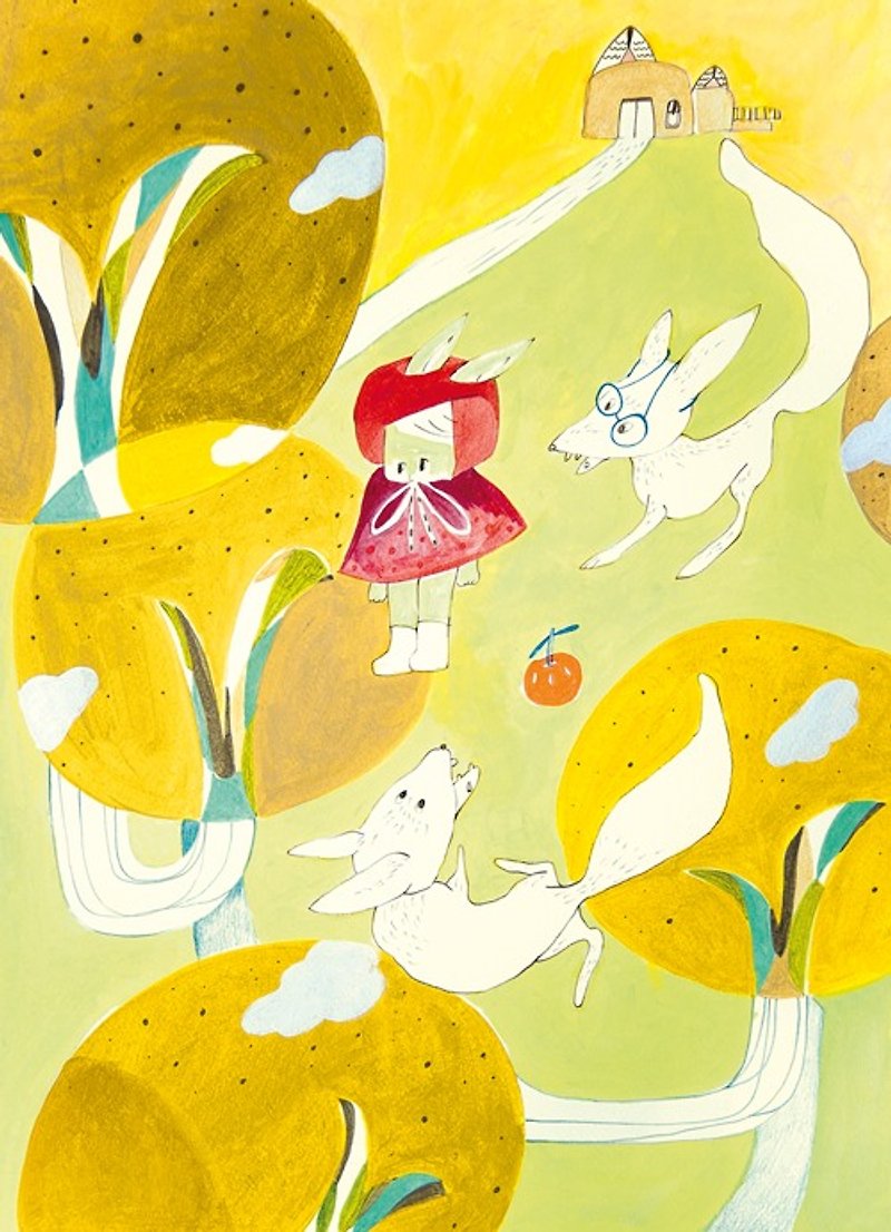 [Little Red Riding Hood’s Adventure] Illustrated postcard. - การ์ด/โปสการ์ด - กระดาษ สีเหลือง