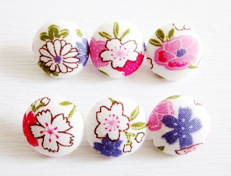 Cloth button knitting sewing handmade material cherry blossom DIY material - เย็บปัก/ถักทอ/ใยขนแกะ - ผ้าฝ้าย/ผ้าลินิน สีม่วง