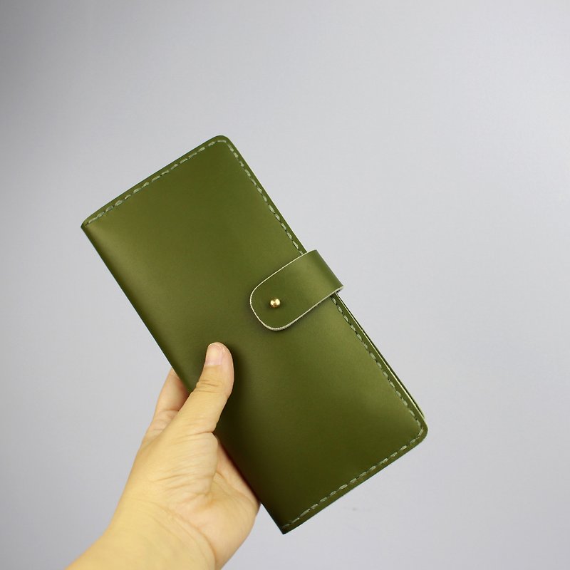 Zemoneni unisex leather purse Wallet in Oliver green color - Wallets - Genuine Leather Green