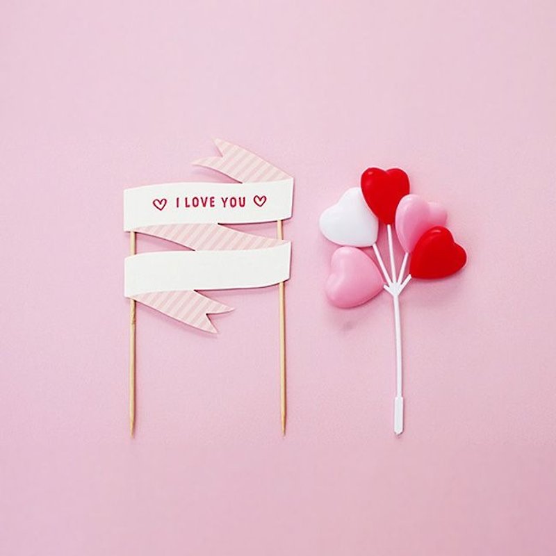 Dessin x 2NUL- party of small things - cake decoration message flags -I LOVE U, TNL84109 - Other - Paper Pink
