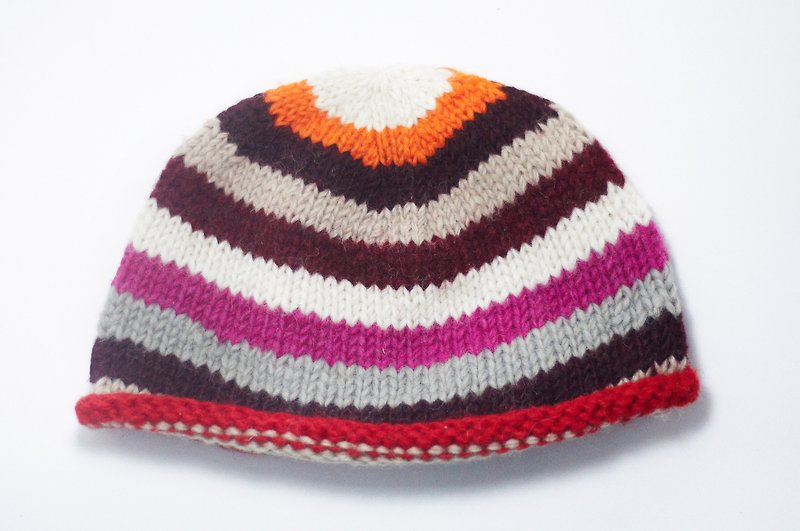其他材質 帽子 多色 - 新年禮物 手編純羊毛帽 / 針織毛帽 / 毛線帽 (made in nepal) - 漸層條紋