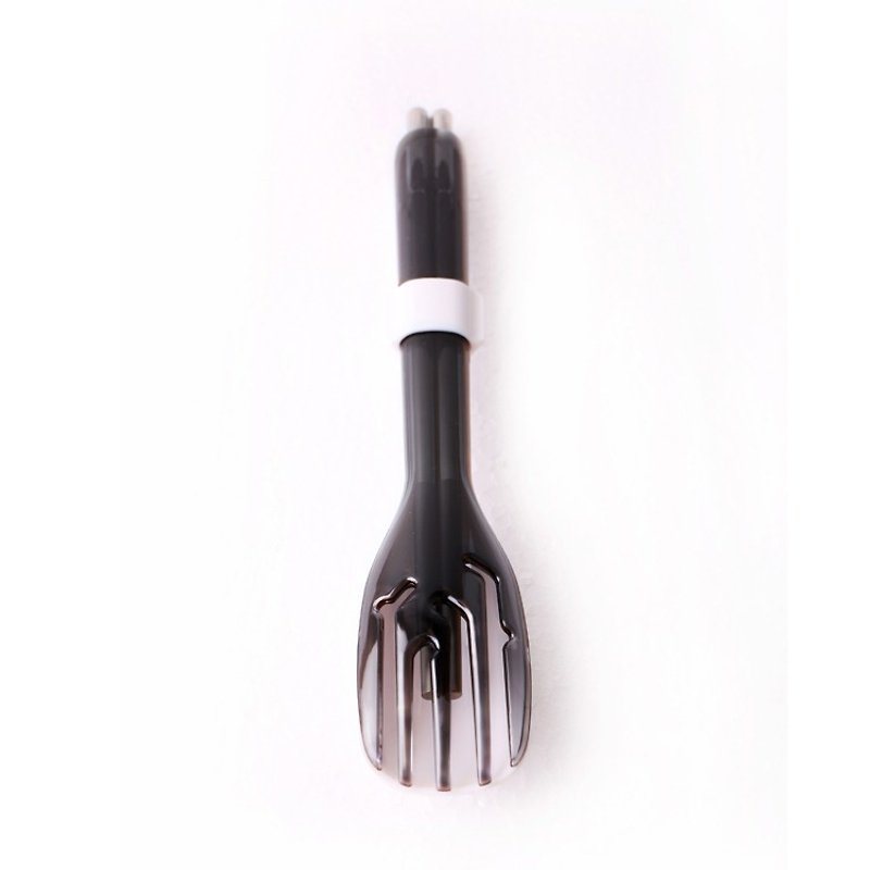 dipper 3-in-1 titanium chopsticks tableware set - ink Heicha - ตะเกียบ - โลหะ สีดำ