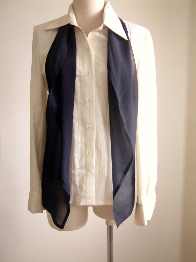 Scarf vest-dark blue - Women's Vests - Other Materials Blue