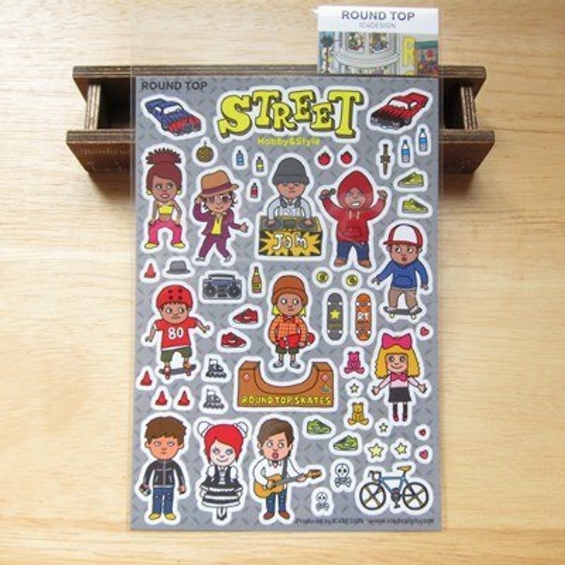 Round Top Hobby & Style 可愛插畫主題貼紙 (RT-HS-003 街頭玩家) - Stickers - Paper Gray