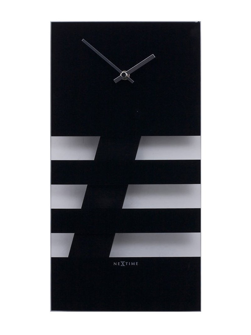 NeXtime wall clock Bold Stripes Black-Pendulum rectangular swing wall clock - นาฬิกา - แก้ว สีดำ