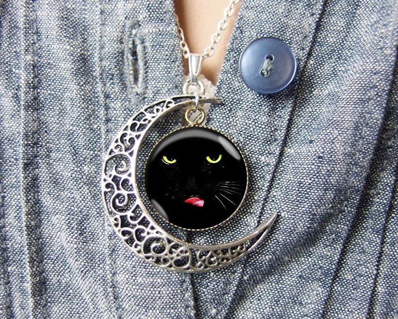 Black Cat-Necklaces/Accessories/Valentine's Day Gifts/Birthday Gifts【Special U Design】 - สร้อยคอ - โลหะ สีดำ