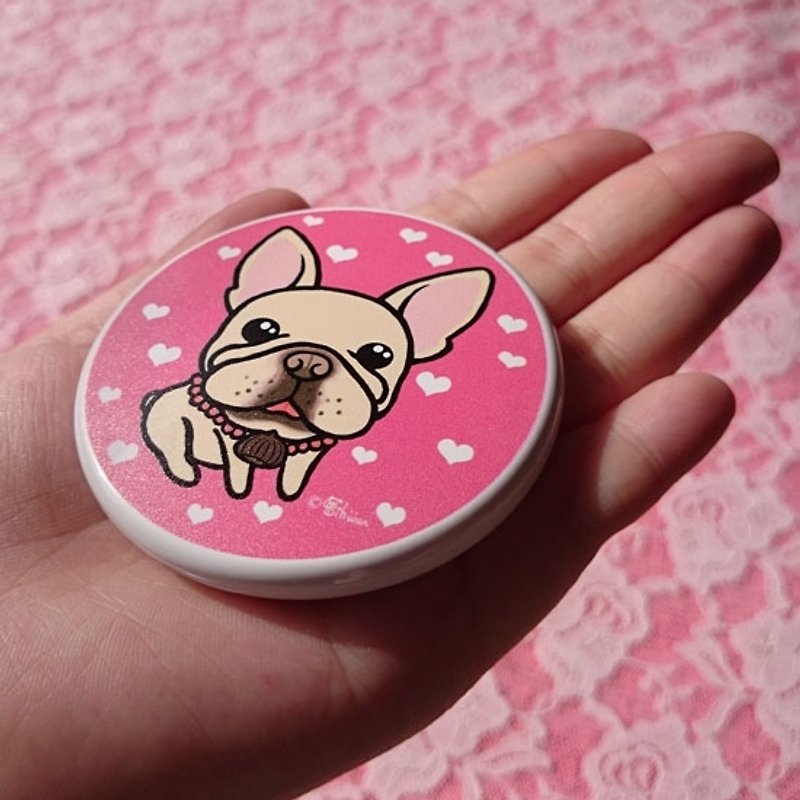 Pocket Mirror-Pug's French Bulldog Friend (Kuri) - Makeup Brushes - Plastic White